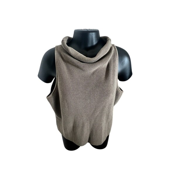 Vintage Zoran Knit Pullover Cowl Neck Sleeveless Sweater Taupe Small Italy